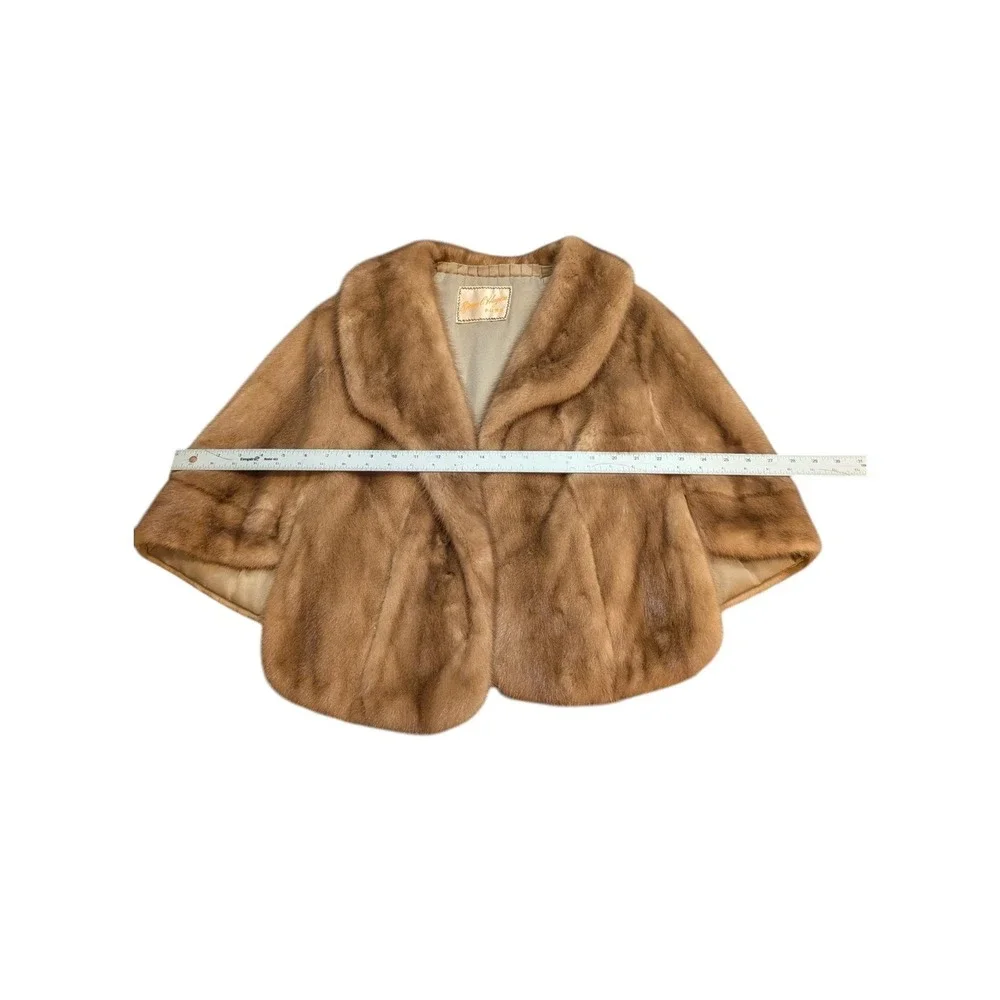 Bjorn C. Hagen Vintage Women's Mink Fur Stole Wrap Shawl Honey Brown